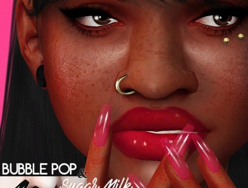 BUBBLE POP & SUGAR MILK Coffin Nails at Praline Sims