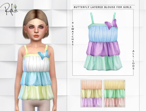 Butterfly Layered Blouse for Girls