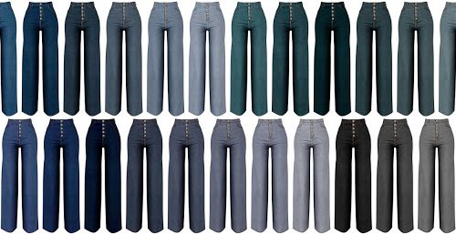 Button up wide leg jeans at LazyEyelids