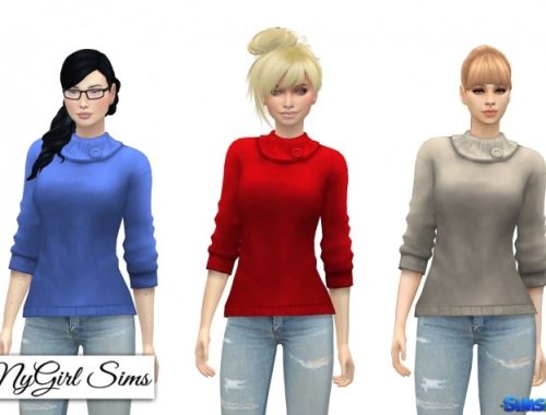 Collared Sweater with Button at NyGirl Sims
