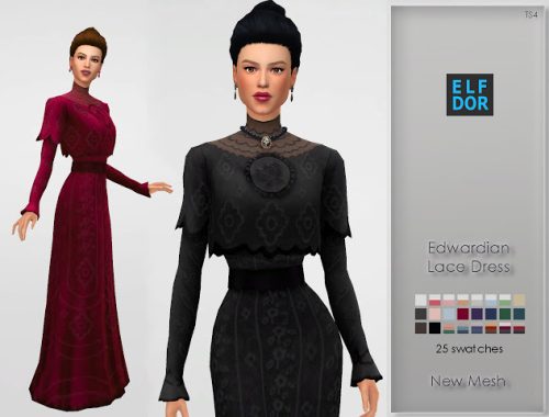 Edwardian Lace Dress at Elfdor Sims