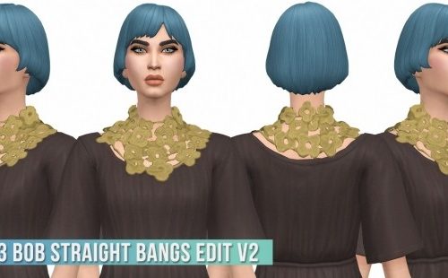 Supernatural Dress Scarf Flower S3 Conversion & SP03 Bob Straight Bangs Edit v2 at Busted Pixels