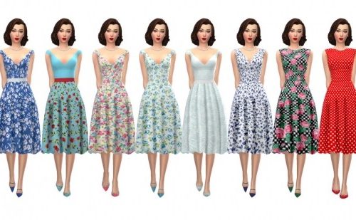 CALF LENGTH FLARED DRESS at Sims4Sue