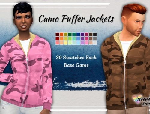 Camo Puffer Jackets for the Family at Strenee Sims