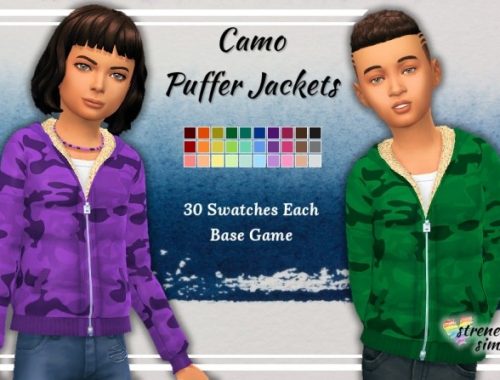 Camo Puffer Jackets for the Family at Strenee Sims