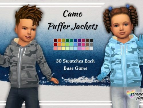 Camo Puffer Jackets for the Family at Strenee Sims