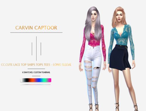 CC.Cute Lace Top Ships Tops Tees - Long Sleeve