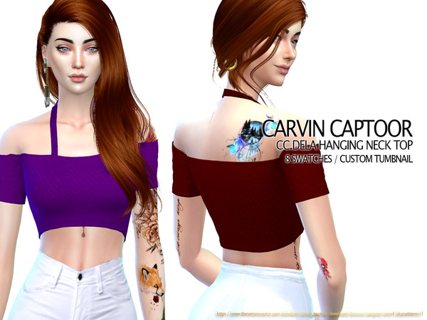 CC.Dela Hanging Neck Top - The Sims 4 Catalog