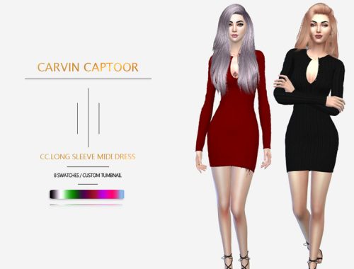 CC.Long sleeve midi dress