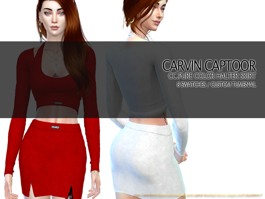 CC.Pure color halter skirt
