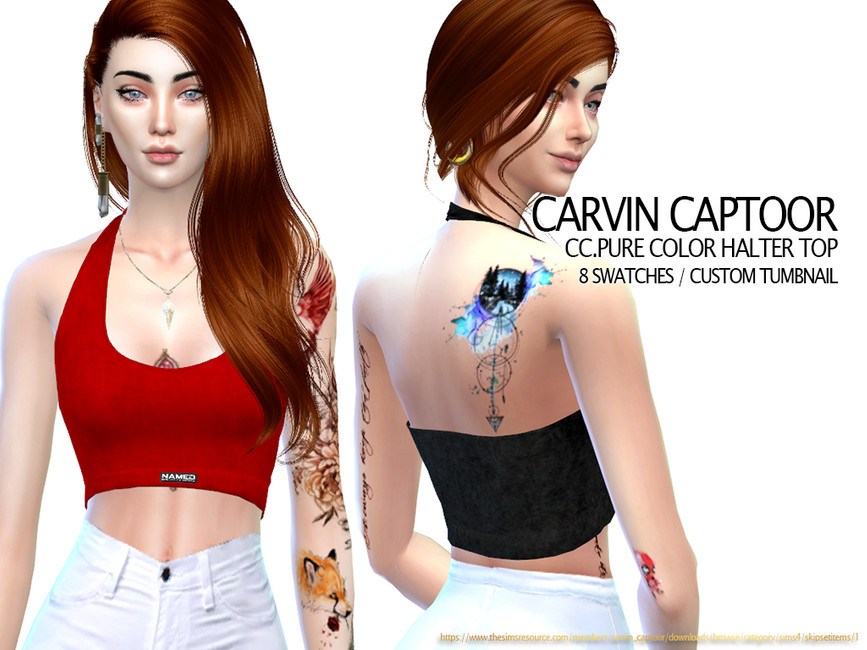 CC.Pure color halter top