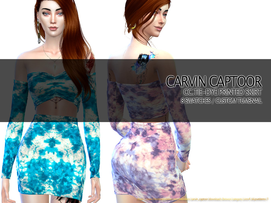 CC.Tie-dye printed skirt - The Sims 4 Catalog