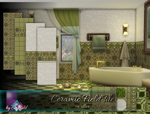 Ceramic Field Tile in olive