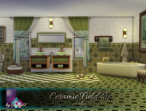 Ceramic Field Tile in olive
