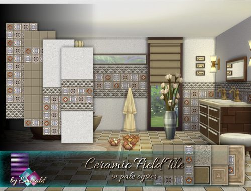 Ceramic Field Tile in pale oyster