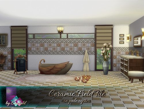 Ceramic Field Tile in pale oyster