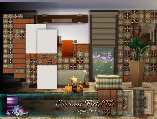 Ceramic Field Tile in sepia brown