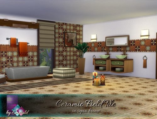 Ceramic Field Tile in sepia brown