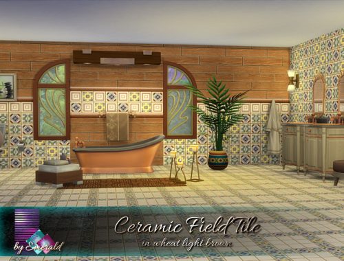 Ceramic Field Tile in wheat light brown