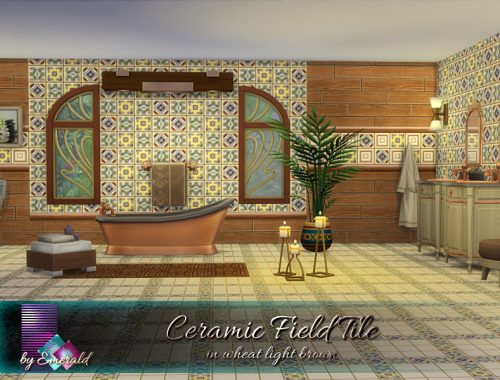 Ceramic Field Tile in wheat light brown