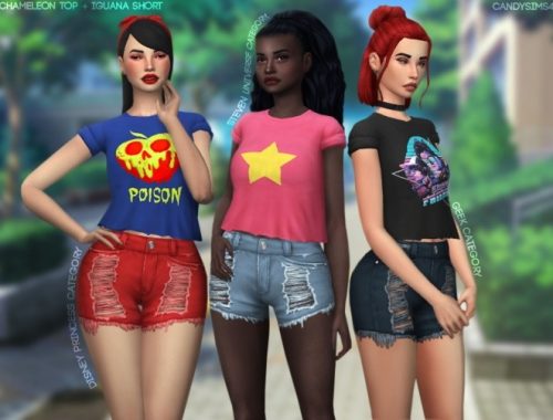 CHAMELEON TOP + IGUANA SHORTS at Candy Sims 4