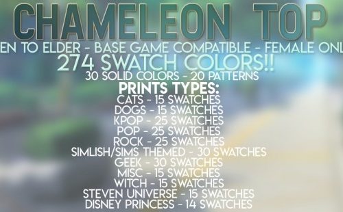 CHAMELEON TOP + IGUANA SHORTS at Candy Sims 4