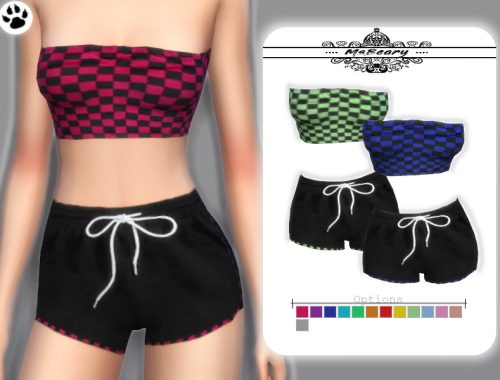 Checkered Tube Top and Drawstring Shorts