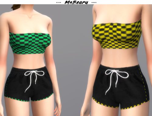 Checkered Tube Top and Drawstring Shorts