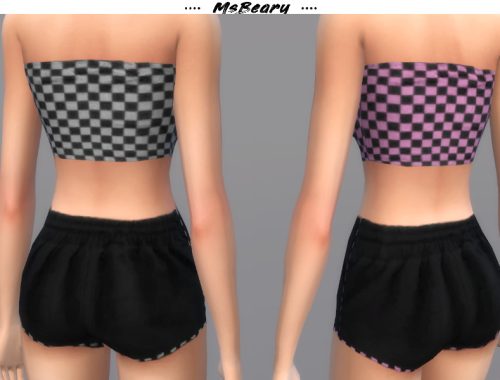 Checkered Tube Top and Drawstring Shorts