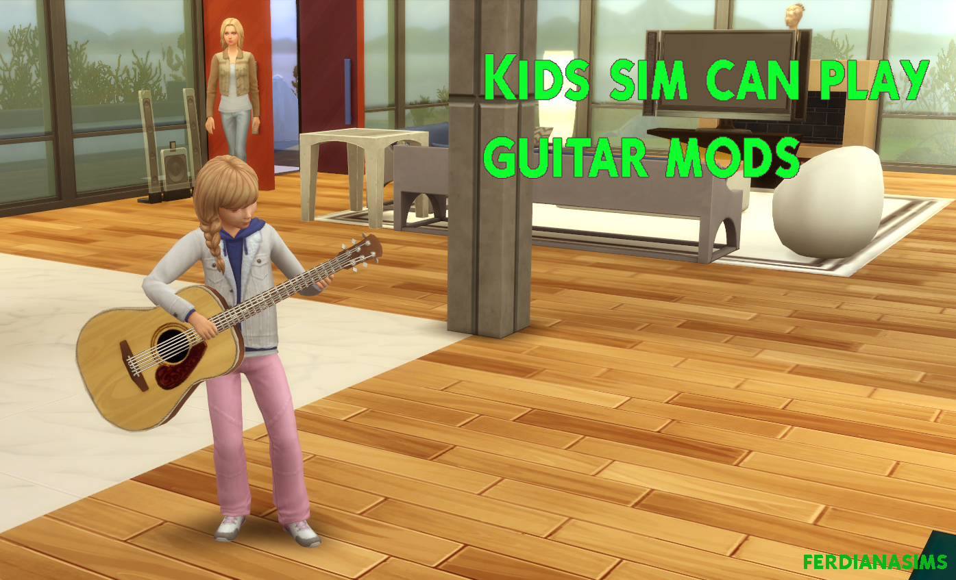 Child playing guitar poses