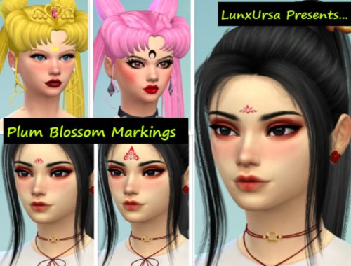 Chinese Plum Blossom Forehead Makeup + Sailor Moon Crescents