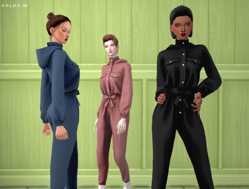 ChloeM-Chic Hoodie Jumpsuit Pure color