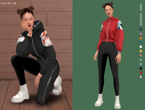 ChloeM-Chic Hoodie Pure Color