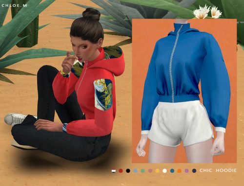 ChloeM-Chic Hoodie Pure Color
