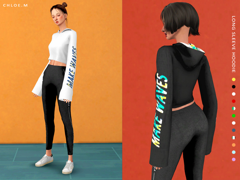 ChloeM-Long Sleeve Hoodie - The Sims 4 Catalog