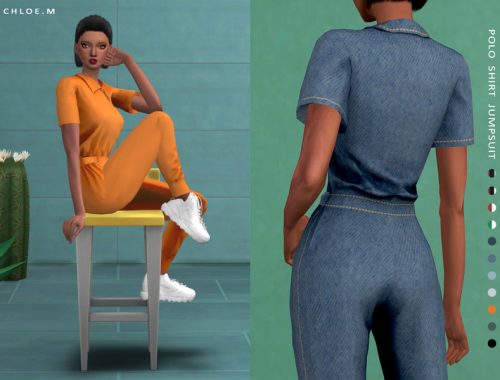 ChloeM-Polo Shirt Jumpsuit