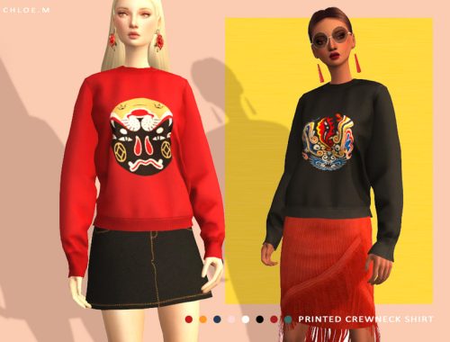 ChloeM-Printed Crewneck Shirt