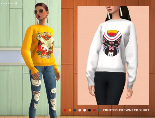 ChloeM-Printed Crewneck Shirt