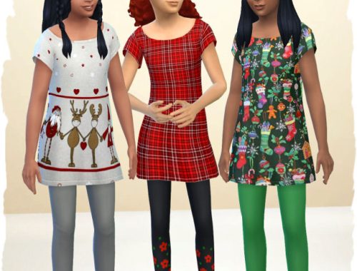 Christmas dress for girls by Chalipo at All 4 Sims