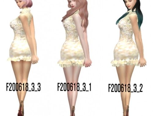Collar lace mini dress 3 ver. at Simjigi