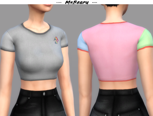 Color-block Mushroom Rib Tee