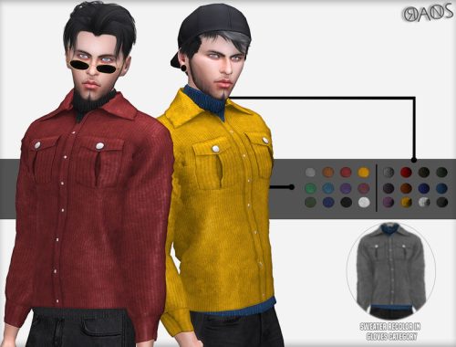 Corded Velvet Shirt With Turtleneck Sweater