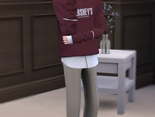 Corduroy pants M at Lemon Sims 4
