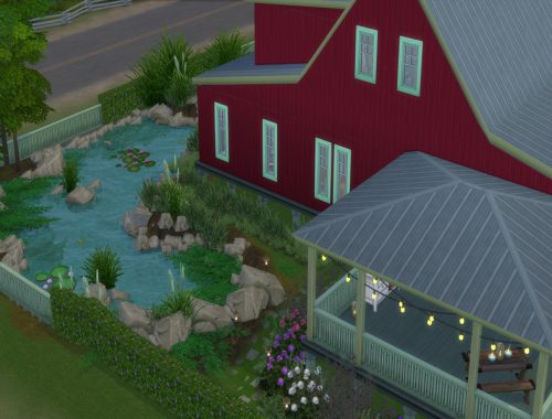 Country Red house on the lake