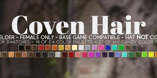 COVEN HAIR + HAT ACC RECOLOR at Candy Sims 4
