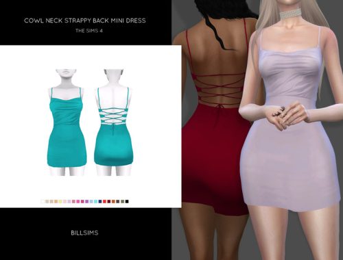 Cowl Neck Strappy Back Mini Dress