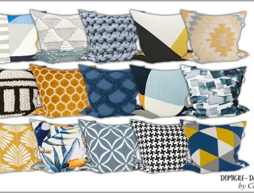 Cozy August: Sofa, fireplace, curtains, pillows at DOMICILE Design TS4