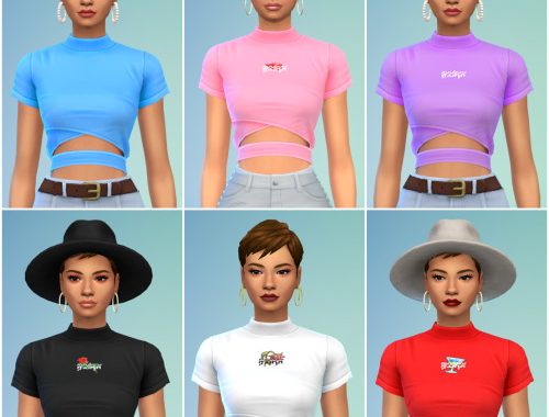 Crop Top Recolor + Simlish and Graphics at Arethabee