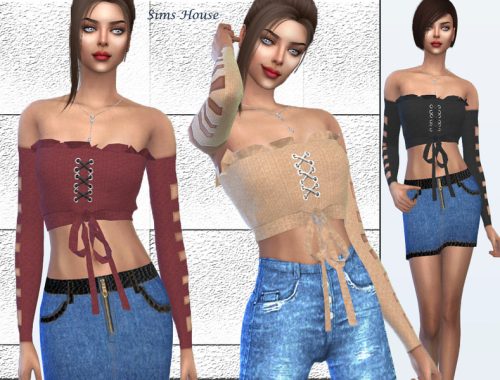 Crop top with long sleeves