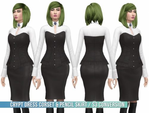 Crypt Dress Corset & Pencil Skirt S3 Conversion at Busted Pixels